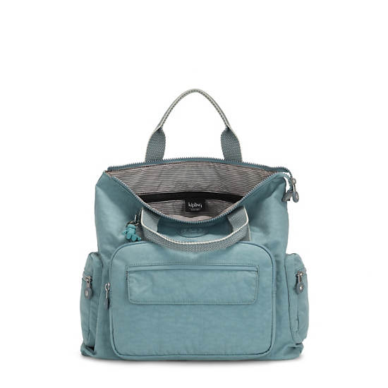 Alvy 2-in-1 Convertible Tote Bag Backpack, Peacock Teal Stripe, large