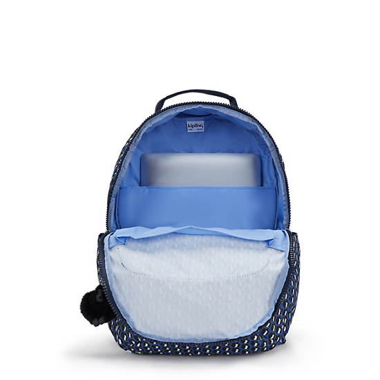 Seoul Large Printed 15" Laptop Backpack, 3D K Blue, large