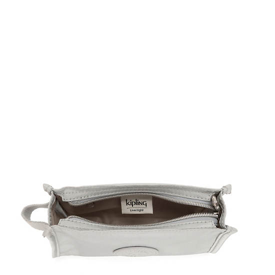 Tucker Pouch, Smooth Silver Metallic, large
