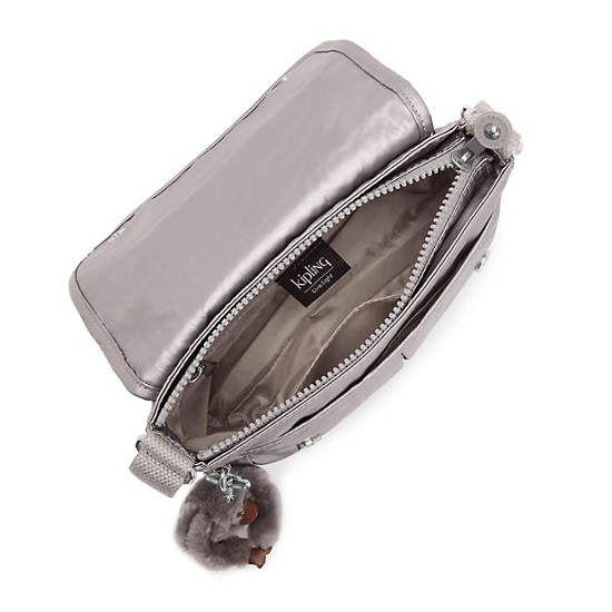 Shayna Metallic Crossbody Bag, Smooth Silver Metallic, large
