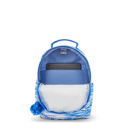 Seoul Small Printed Tablet Backpack, Diluted Blue, large