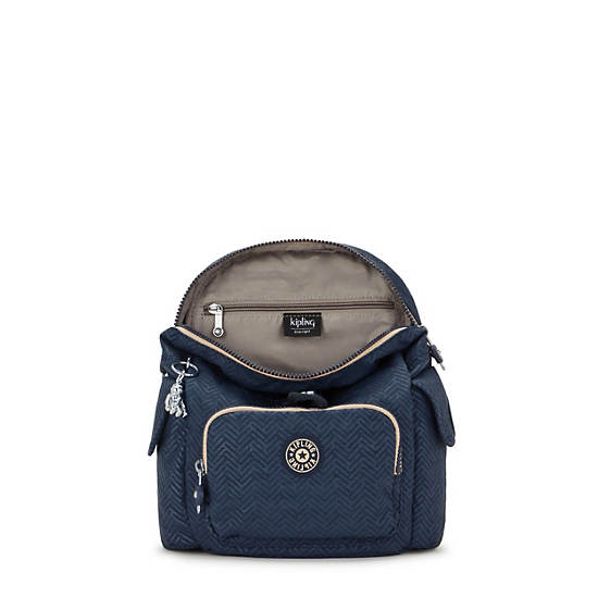 City Pack Mini Printed Backpack, Endless Blue Embossed, large