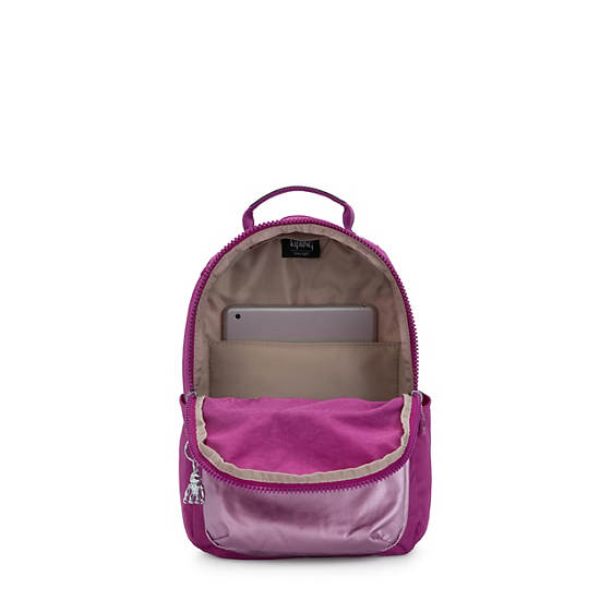 Kipling Women's Seoul Small Backpack, Durable, Padded Shoulder Straps with  Tablet Sleeve, Bag, Bright Metallic, One Size