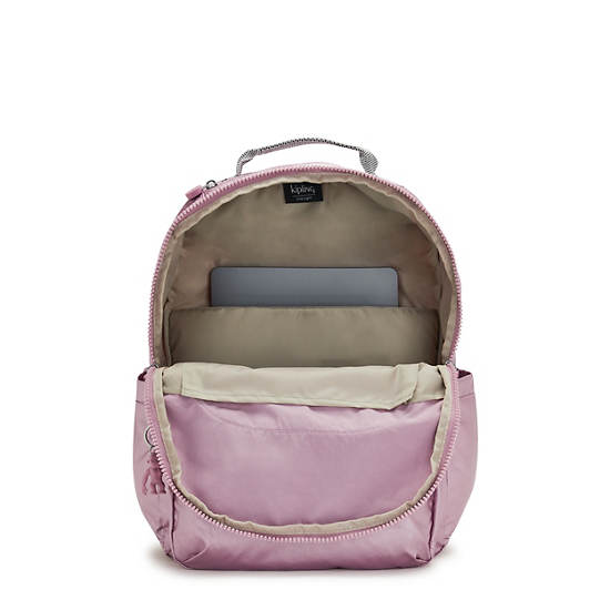Seoul Large Metallic 15" Laptop Backpack, Sweet Pink, large