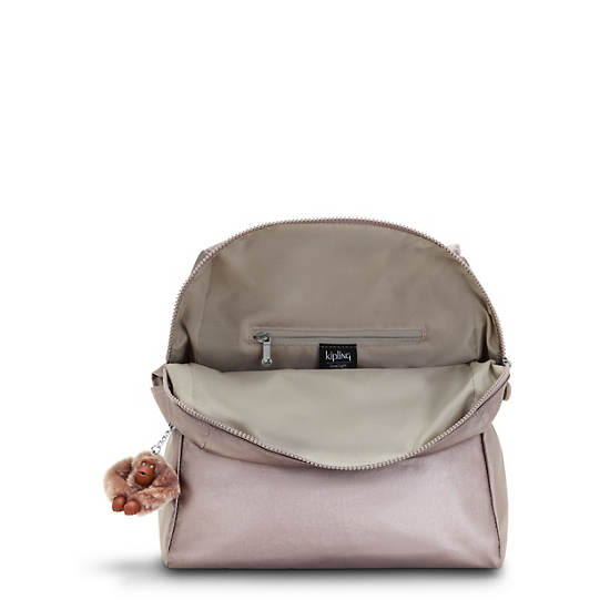Alessia Metallic Backpack, Hazelnut Metallic, large