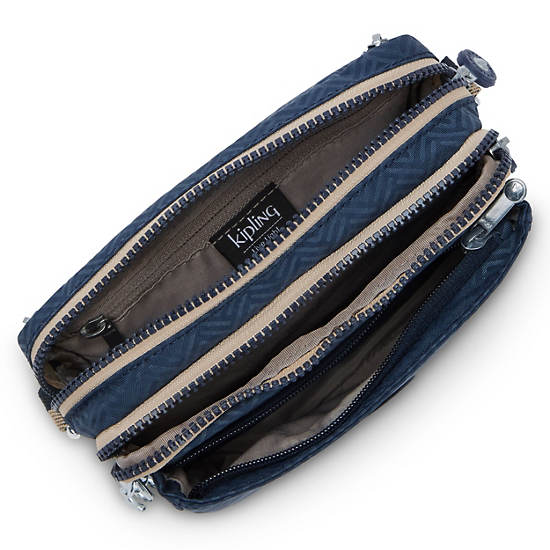 Abanu Multi Printed Convertible Crossbody Bag, Endless Blue Embossed, large