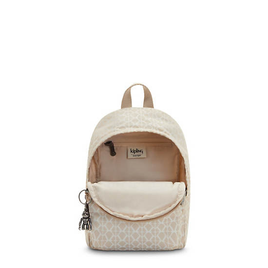 Delia Compact Printed Convertible Backpack, Signature Beige, large