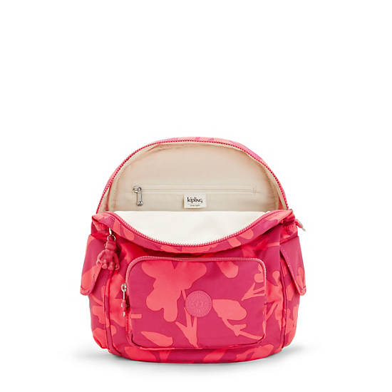 City Pack Small Printed Backpack, Coral Flower, large