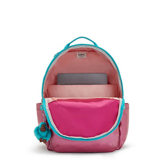 Seoul Large Metallic 15" Laptop Backpack, Fresh Pink Metallic, large
