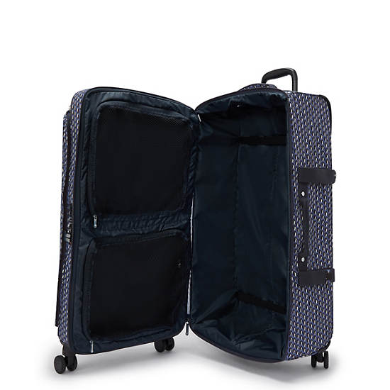 Spontaneous Large Printed Rolling Luggage, 3D K Blue, large