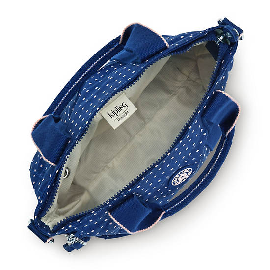 Asseni Mini Printed Tote Bag, Soft Dot Blue, large