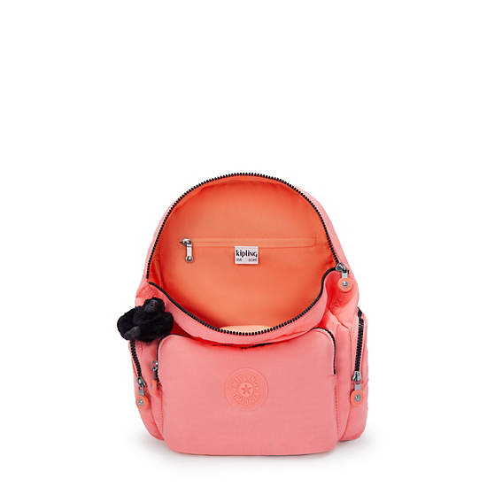 City Zip Small Backpack, Peach Peace, large