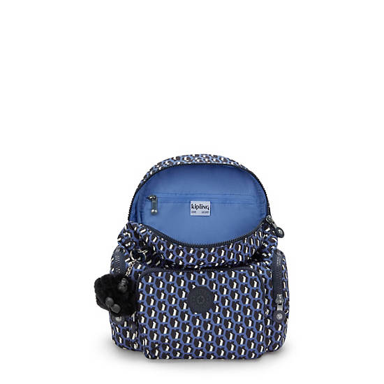 City Zip Mini Printed Backpack, 3D K Blue, large