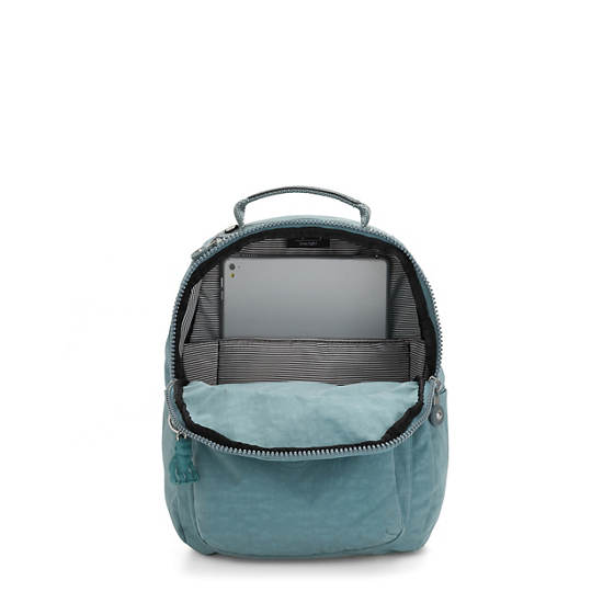 Seoul Small Tablet Backpack, Peacock Teal Stripe, large