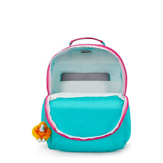 Seoul Large 15" Laptop Backpack, Peacock Teal Stripe, large