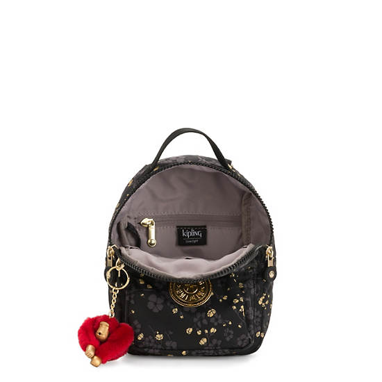 Alber 3-In-1 Printed Convertible Mini Bag Backpack, Grey Gold Floral, large