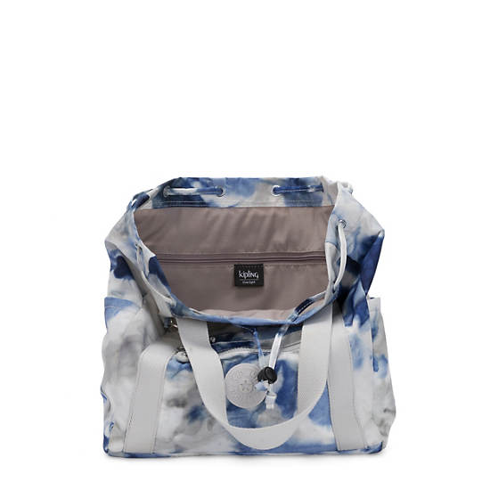 Art Small Tie Dye Tote Backpack, Imperial Blue Block, large