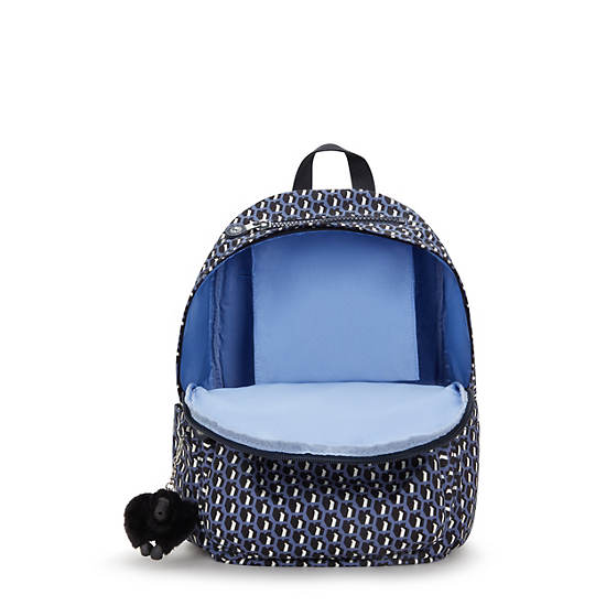 Delia Printed Backpack, 3D K Blue, large