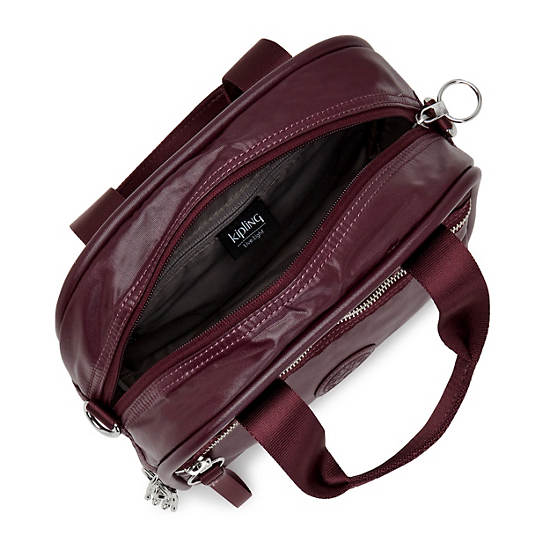 Hadya Metallic Shoulder Bag, Burgundy Lacquer Metallic, large