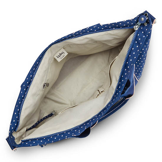 Asseni Printed Tote Bag, Soft Dot Blue, large