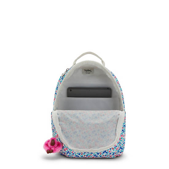 Seoul Small Printed Tablet Backpack, Micro Flowers, large