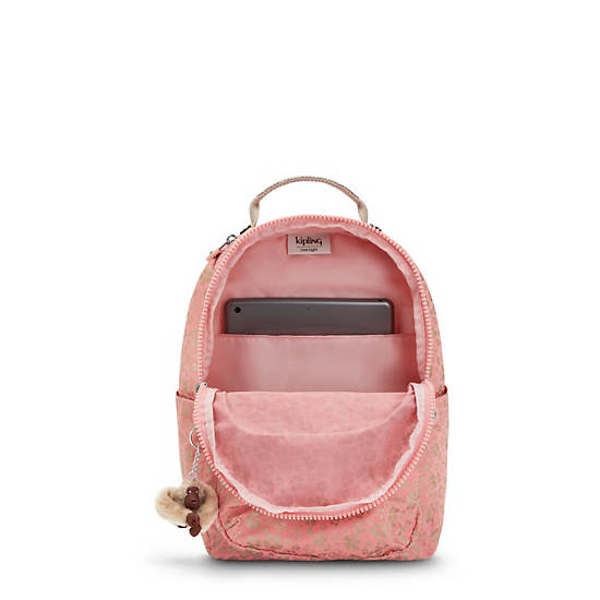 Seoul Small Printed Tablet Backpack, Flashy Pink, large