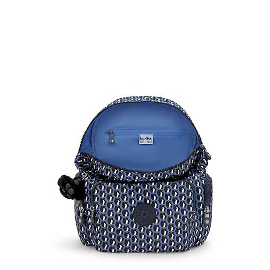 City Zip Small Printed Backpack, 3D K Blue, large