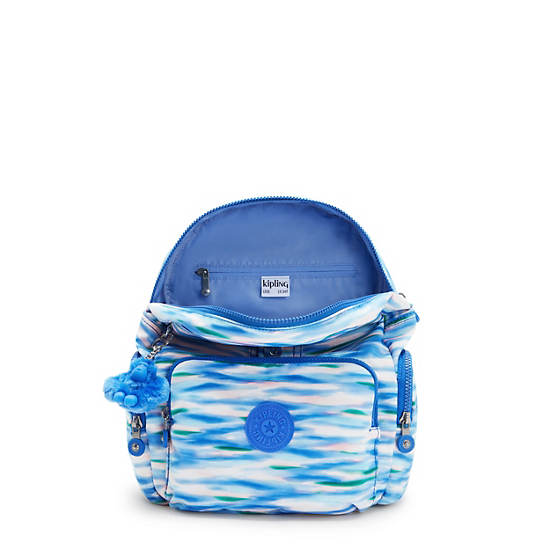 City Zip Small Printed Backpack, Diluted Blue, large