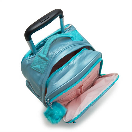 Gaze Large Metallic Rolling Backpack, Natural Aqua Metallic, large