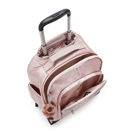New Zea Metallic 15" Laptop Rolling Backpack, Pale Rose Metallic, large
