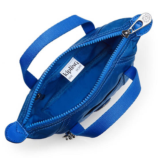 Art Compact Crossbody Bag, Satin Blue, large