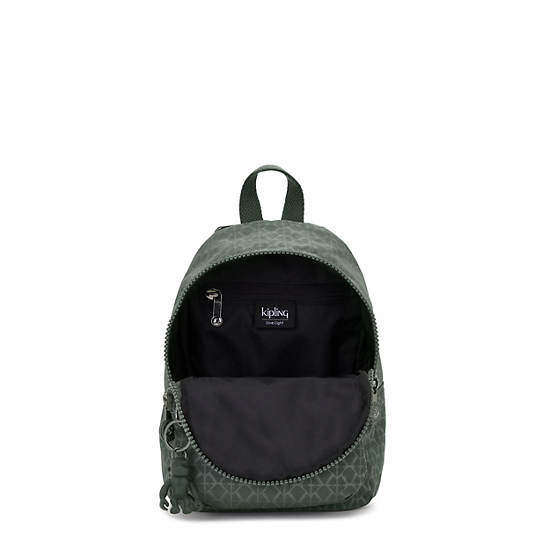 New Delia Compact Printed Backpack, Signature Green Embossed, large