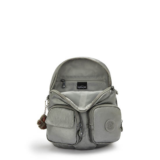 Lovebug Small Metallic Backpack, Moon Grey Metallic, large