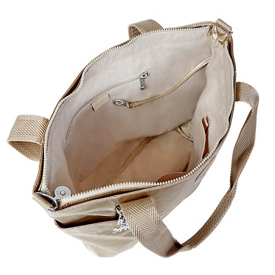Alexandra Metallic Tote Bag, Champagne Metallic, large Alexandra Metallic Tote Bag, Champagne Metallic, large