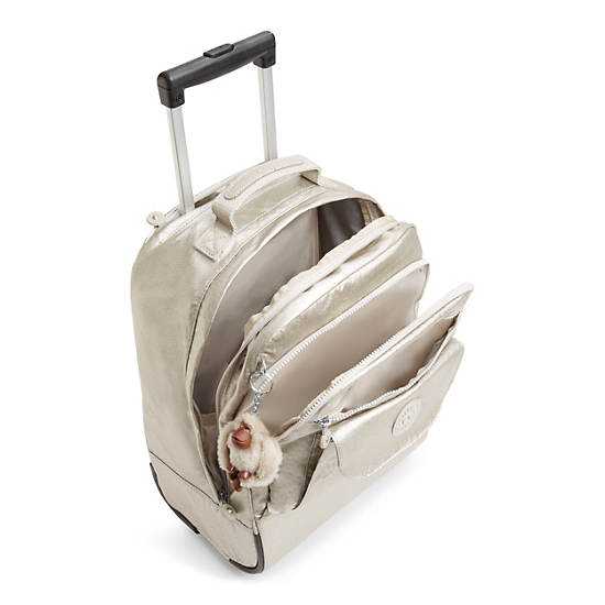 Sanaa Large Metallic Rolling Backpack, Warm Beige M, large