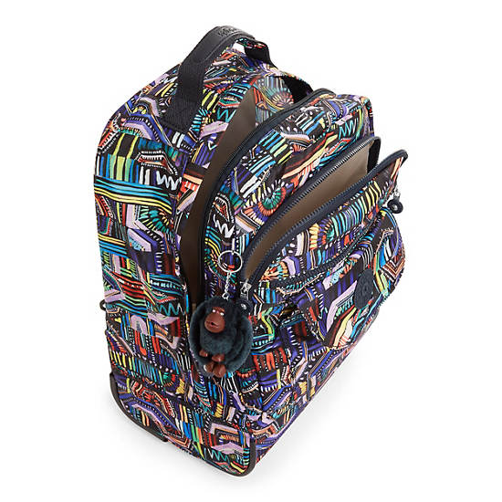 Sanaa Large Printed Rolling Backpack, Kipling Neon, large