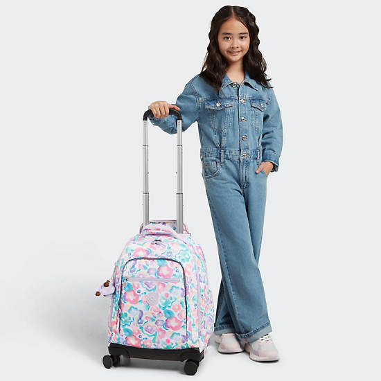 New Zea 15" Printed Laptop Rolling Backpack, Aqua Flowers, large New Zea 15" Printed Laptop Rolling Backpack, Aqua Flowers, large