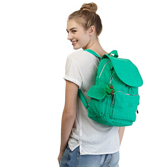 Ravier Medium Backpack, Signature Green Embossed, large