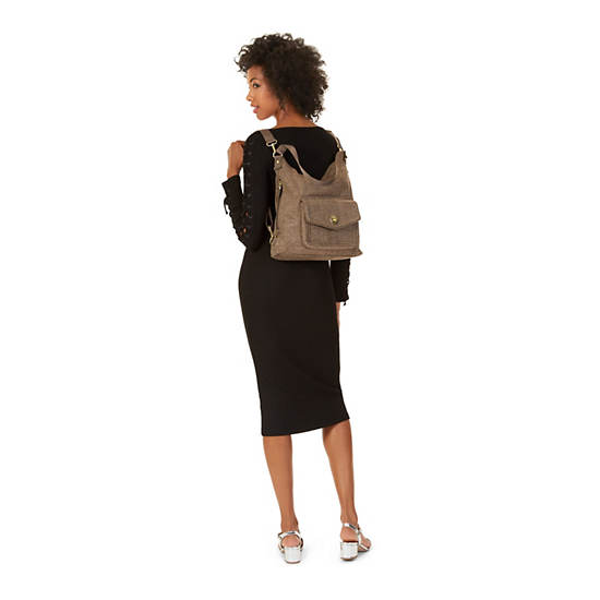 Makai Covertible Backpack Handbag, Cafe Latte Beige, large Makai Covertible Backpack Handbag, Cafe Latte Beige, large