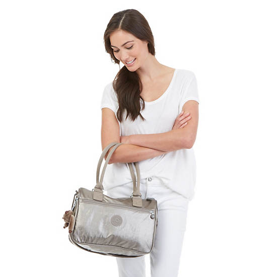 Beckie Coated Handbag, Dusty Grey, large