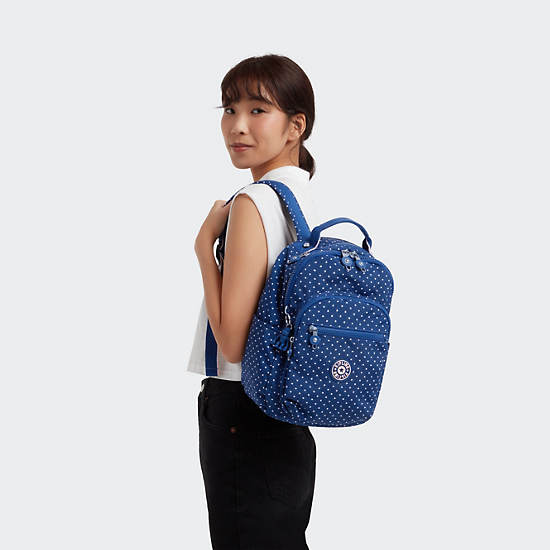 Seoul Small Printed Tablet Backpack, Soft Dot Blue, large