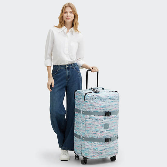 Spontaneous Large Printed Rolling Luggage, Palm Tree Leaves, large