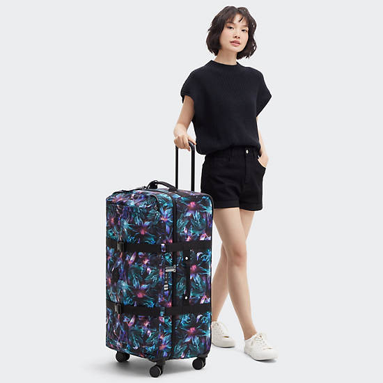 Spontaneous Large Printed Rolling Luggage, Spectral Orchid, large