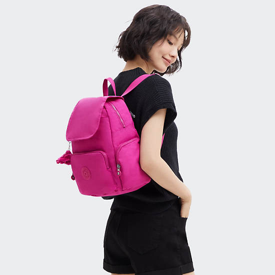 City Zip Small Backpack, Glowing Fuchsia, large