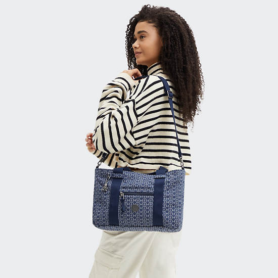 Ritta Small Printed Denim Handbag, Signature Denim, large