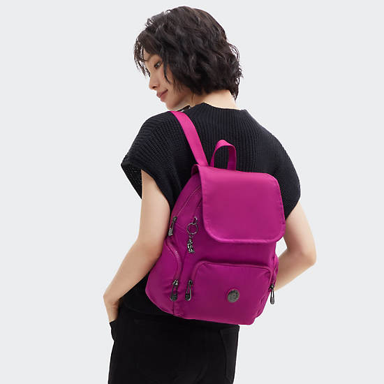 City Zip Small Backpack, Fuchsia Night, large