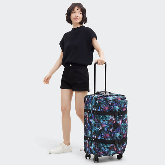 Spontaneous Medium Printed Rolling Luggage, Spectral Orchid, large