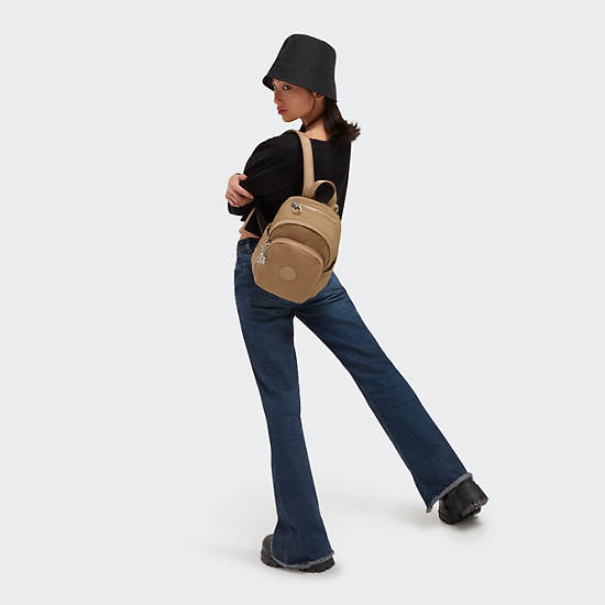 Delia Mini Backpack, Soft Almond, large
