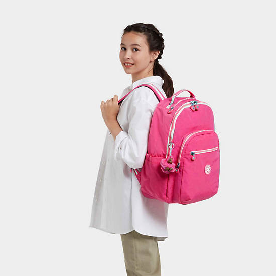 Seoul Large 15" Laptop Backpack, Power Pink Translucent, large