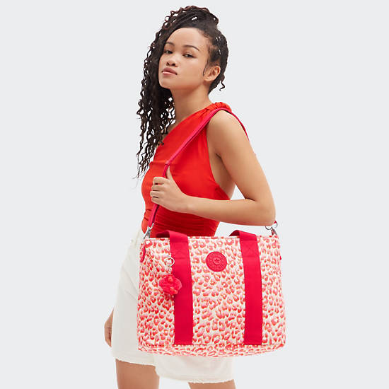 Minta Large Printed Shoulder Bag, Pink Cheetah, large